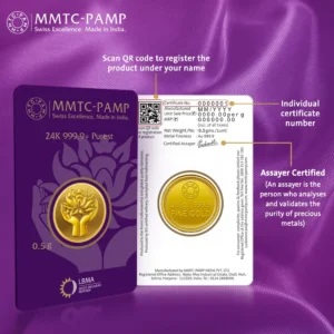 24K (999.9+) Purest 0.5 g Lotus Gold Coin